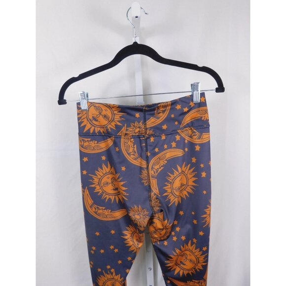Celestial Sun Moon Stars Leggings Womens Medium Blue Orange Tie Ankle Yoga Wrap - Picture 5 of 11